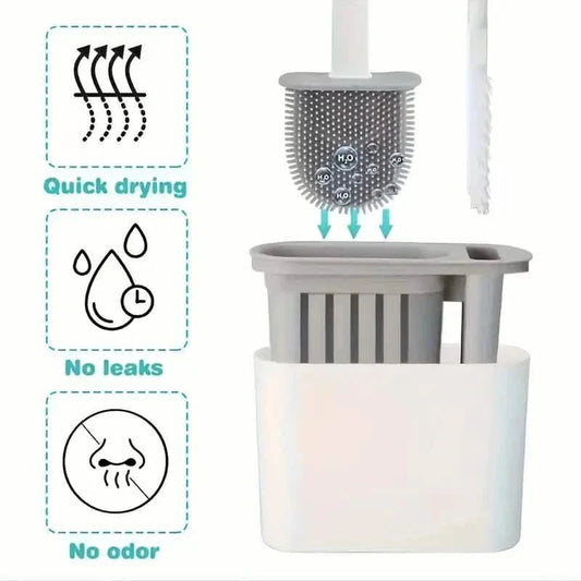 Wall-Mounted Toilet Brush Holder with Long Handle DailySale