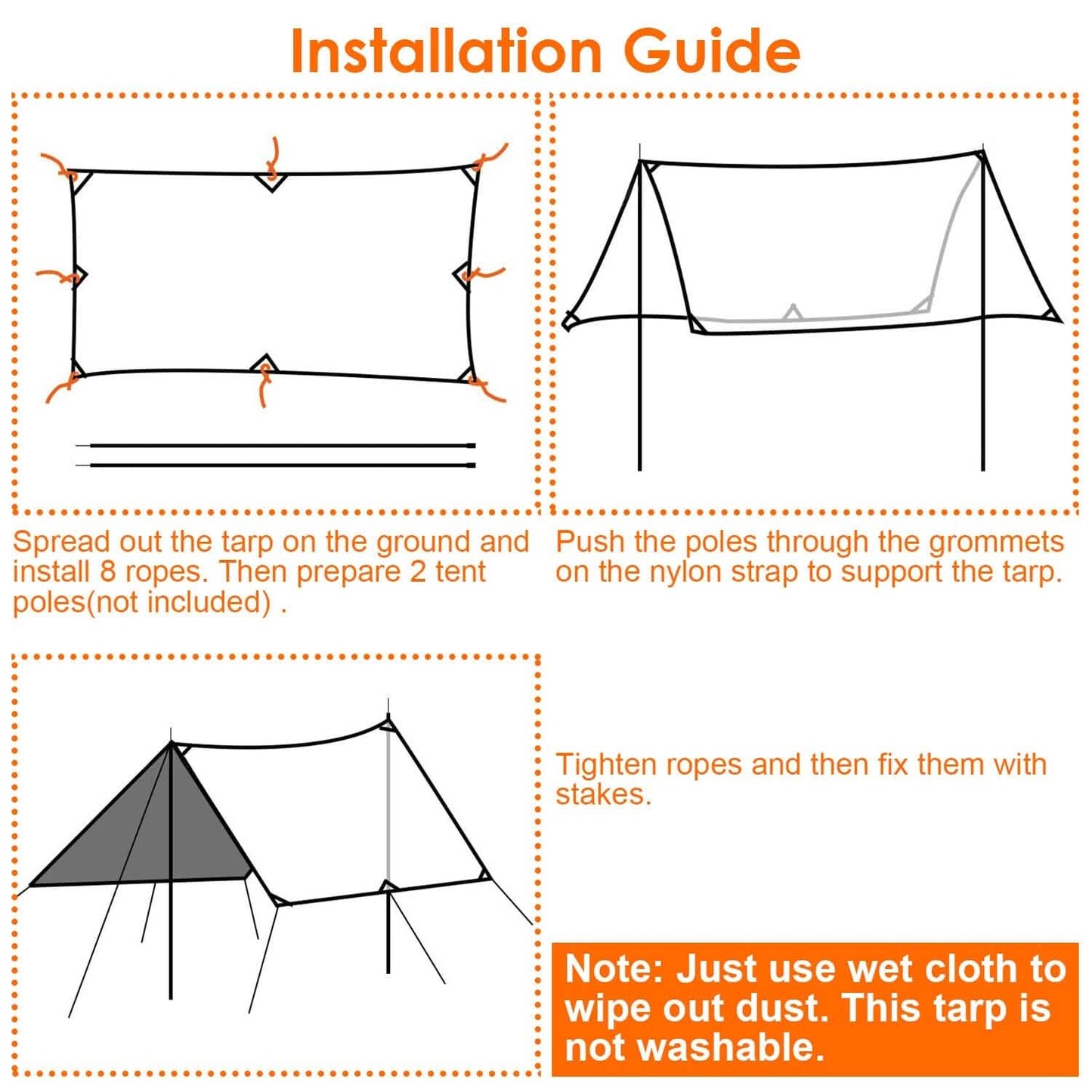 Waterproof Camping Tarp Kit Tent Canopy Awning Portable Rain Fly DailySale