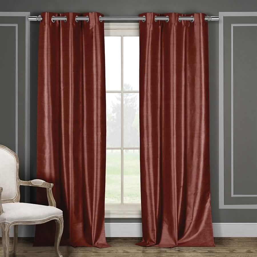 Heavy Faux-Silk Double-Layered Blackout Thermal Panel Pair - Assorted Colors DailySale