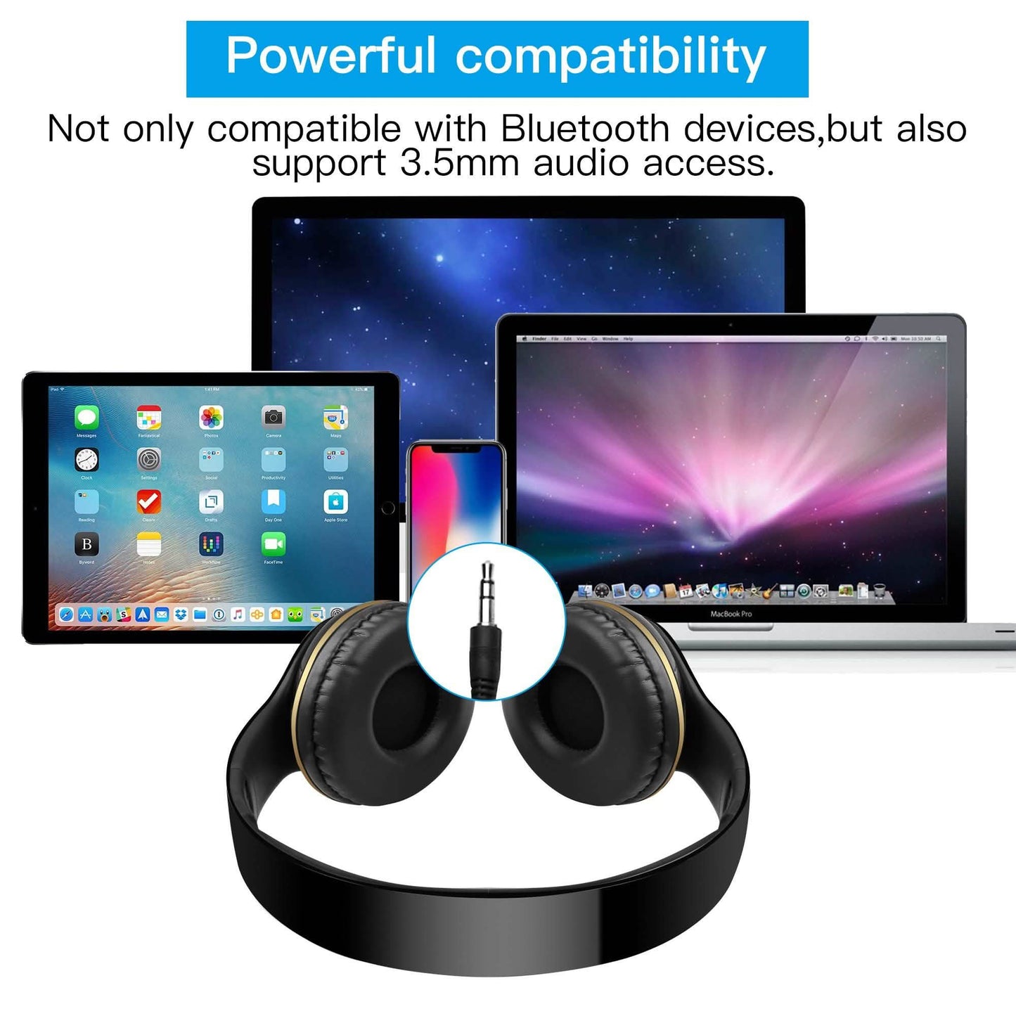 Wireless Bluetooth Headphones Stereo Heavy Bass Earphones Over the Ear Headset DailySale