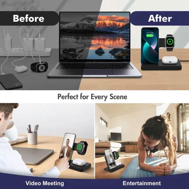 Wireless Charging Station 3-in-1 Standard 15W Fast for Mag-Safe Charger Stand DailySale