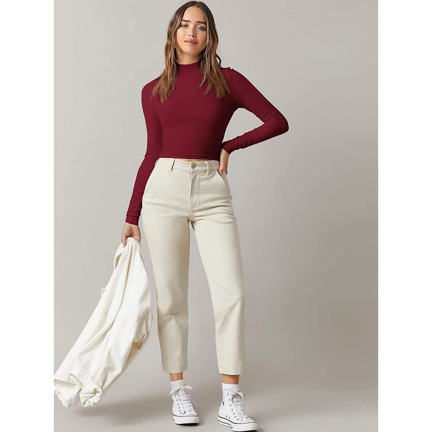 Women's Basic Mock Neck Long Sleeve Top DailySale
