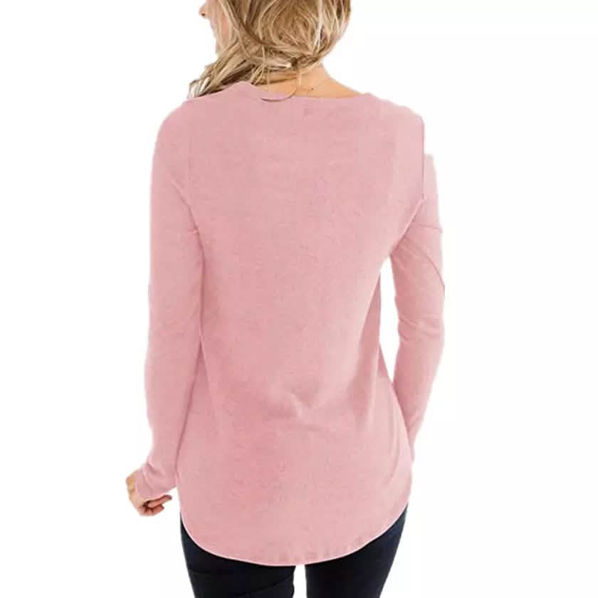 Women's Casual Long Sleeve T-Shirt Criss Cross V-Neck Basic Tees Tops DailySale