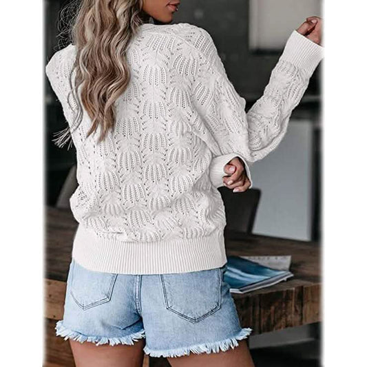 Women's Deep V Neck Long Sleeve Crochet Tops DailySale