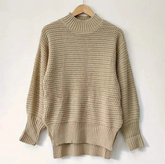 Women's Elegant Long Sleeve High-Low Hem Mock Neck Sweater DailySale
