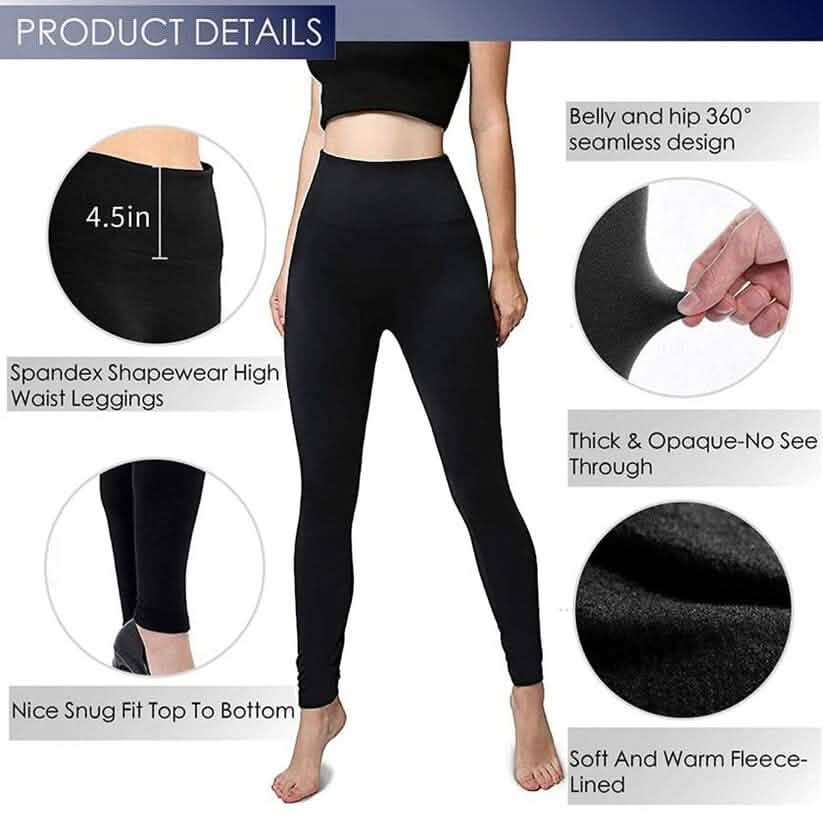 Women's Extra 220g Fleece Leggings High Waist Stretchy Warm Leggings (One Size) DailySale