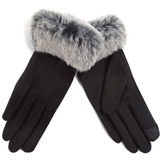 Women's Faux-Fur Cuff Touch-Screen Gloves with Non-Slip Grip DailySale