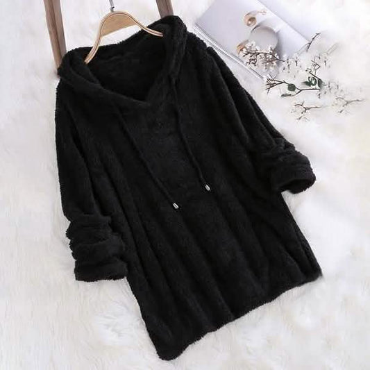 Women's Fleece Hoodie Solid Color Long Sleeve Sweatshirt DailySale