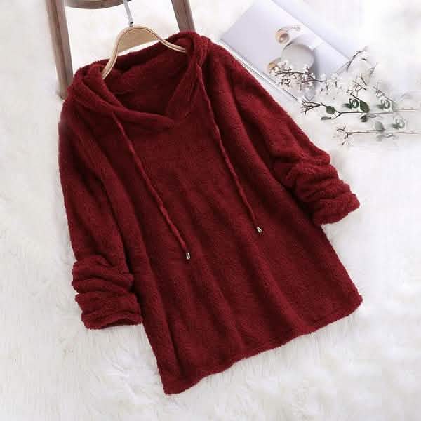 Women's Fleece Hoodie Solid Color Long Sleeve Sweatshirt DailySale