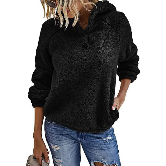 Women’s Fleece Long Sleeves Shaggy Fuzzy Pullover Hoodie DailySale