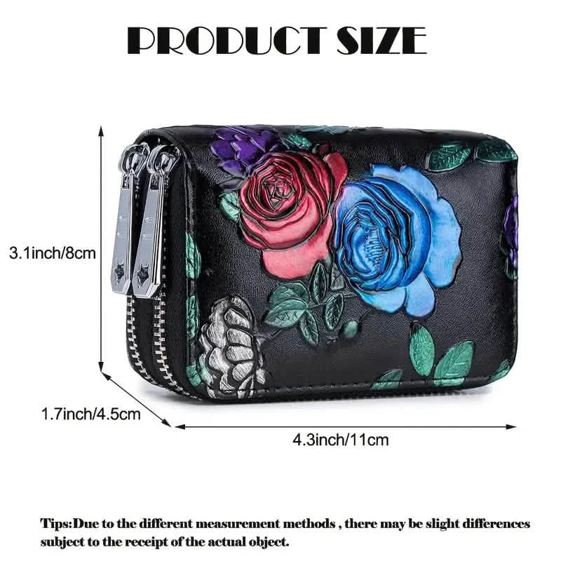 Women's Floral Faux Leather Double Zipper Card Holder and Coin Purse DailySale