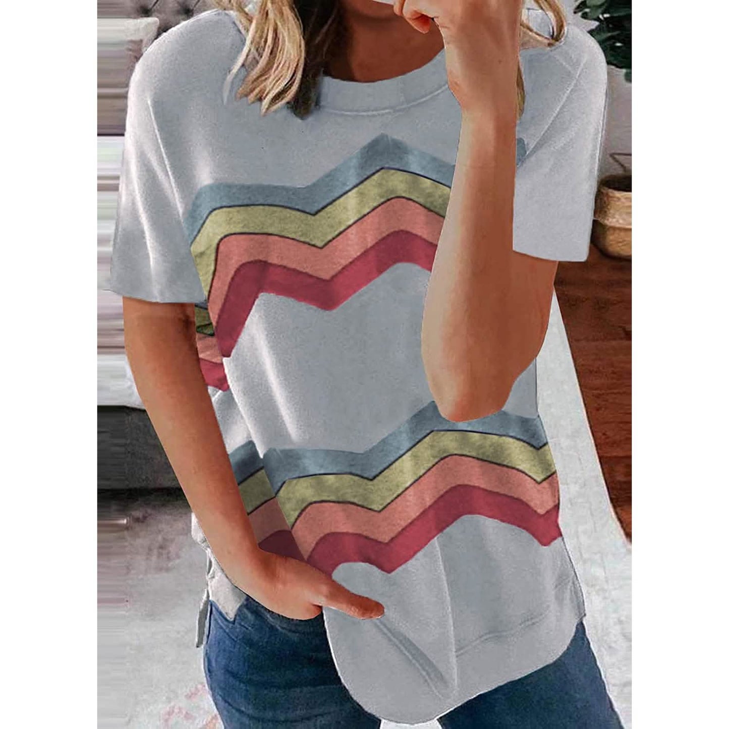 Womens Graphic Crewneck Tee Loose Casual T-Shirt DailySale