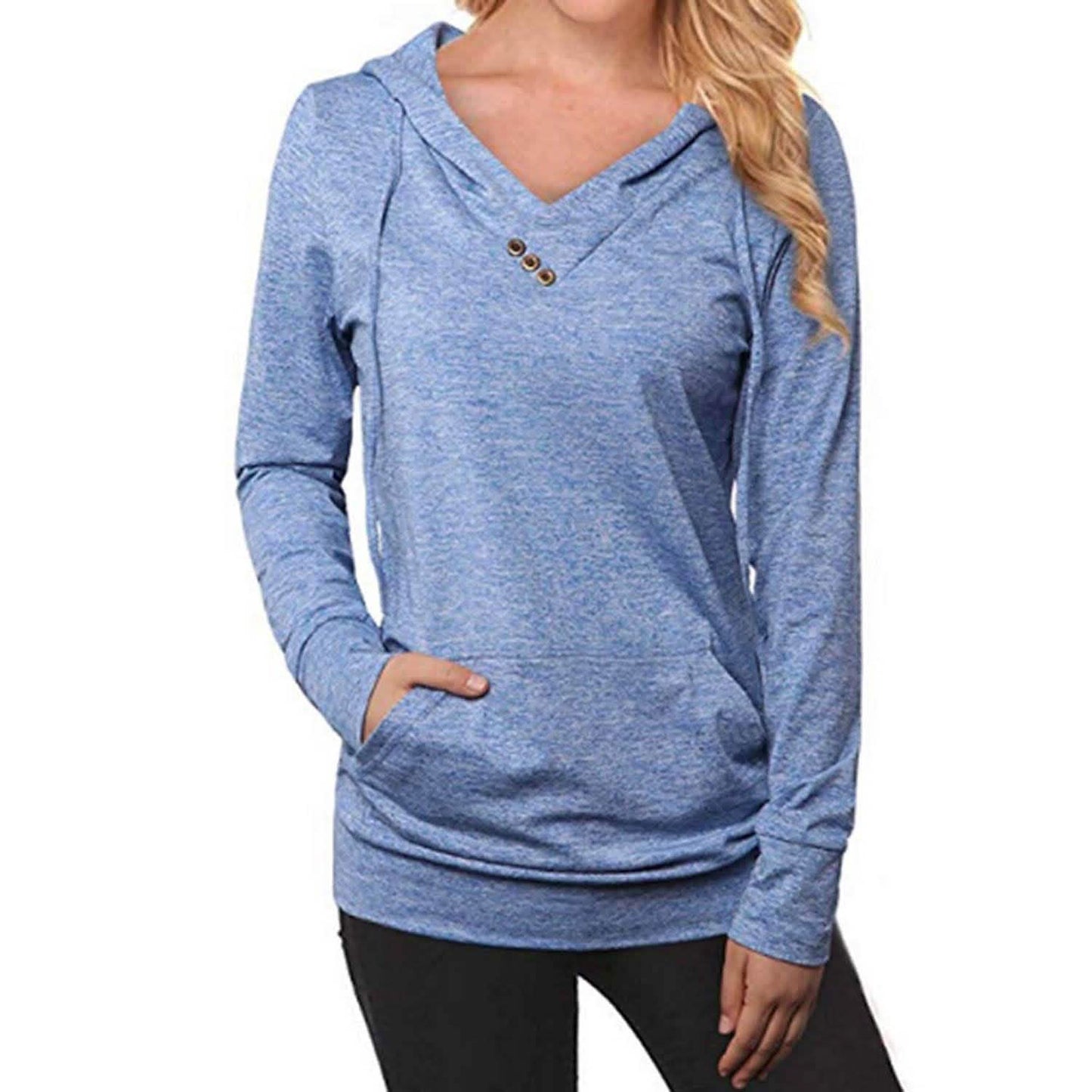 Women's Hoodie Sweatshirt Plain Lace Up Front Pocket DailySale