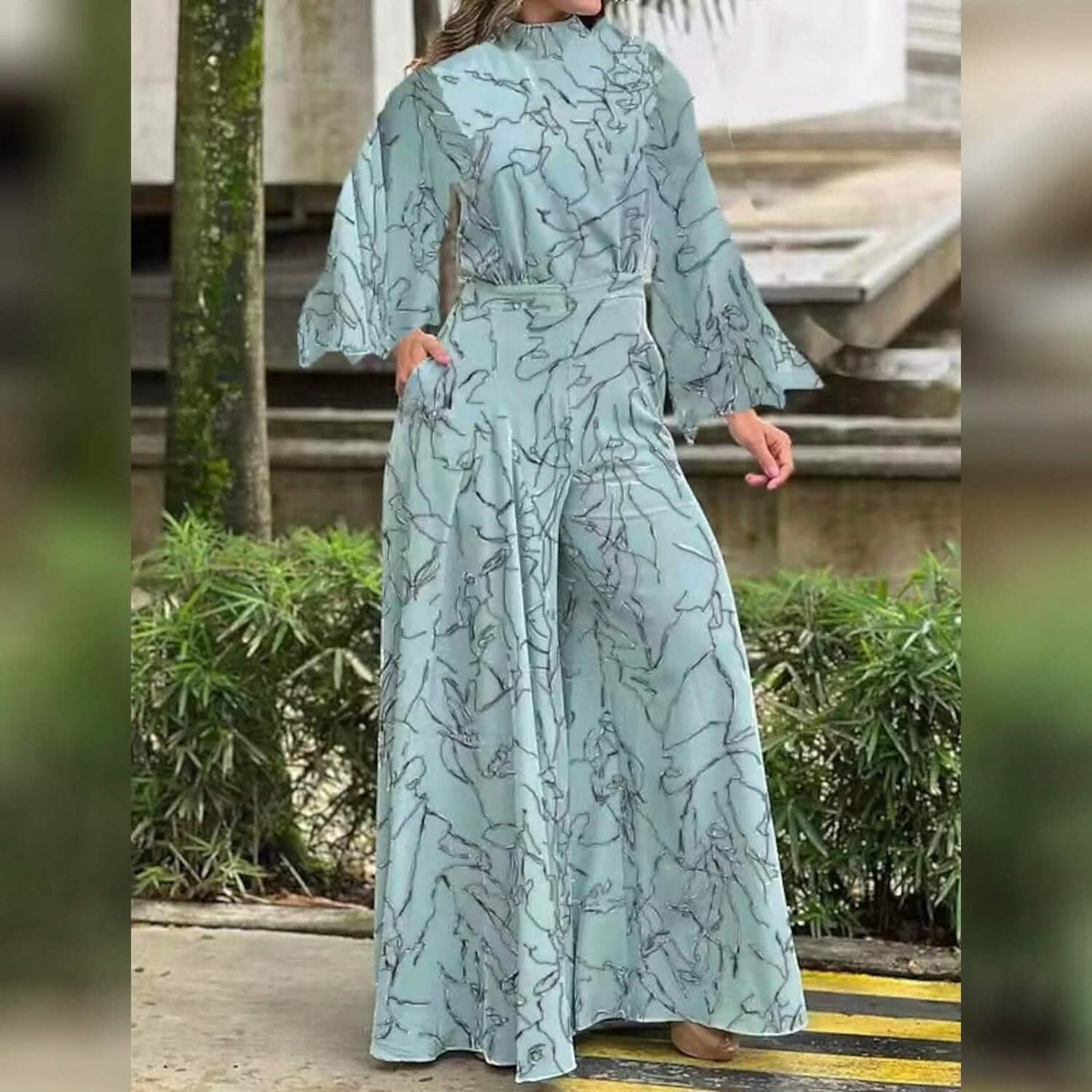 Women's Jumpsuit Pocket Print Floral Stand Collar Streetwear DailySale