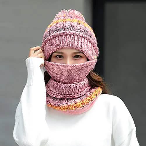 Women's Knitted Hat Scarf Mask Set DailySale