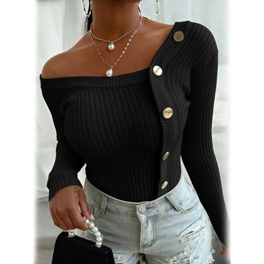 Women's Knitted Solid Color Pullover Sweater DailySale