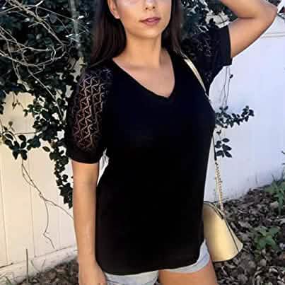 Women's Lace Short Sleeve V-Neck Top DailySale