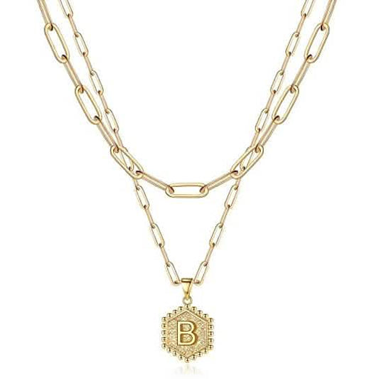 Women's Layered Initial Necklace Letter Pendant DailySale