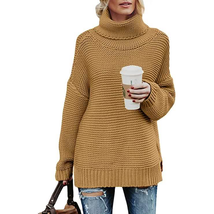 Women's Long Sleeve Knit Pullover Chunky Turtleneck Sweater Top DailySale