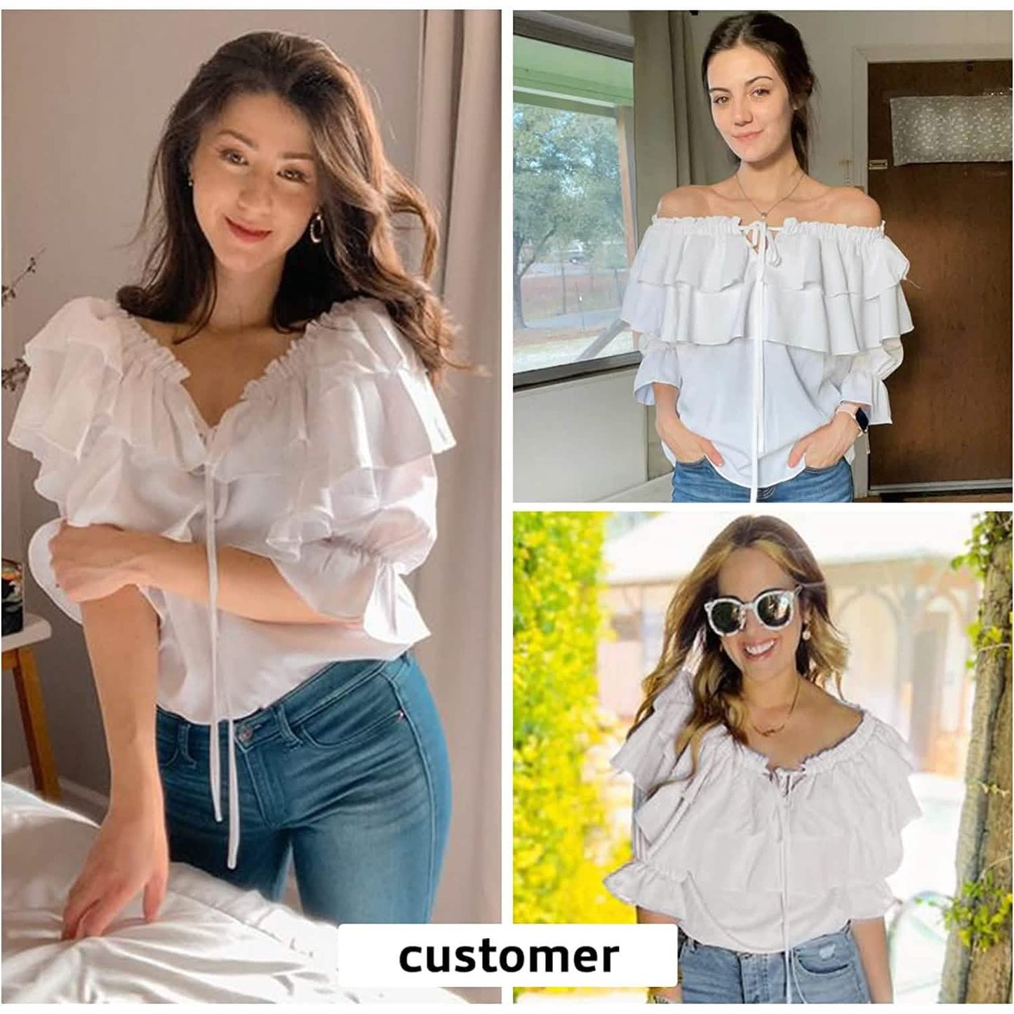Women's Off Shoulder Ruffle Long Sleeve Shirt Casual Layered Top DailySale