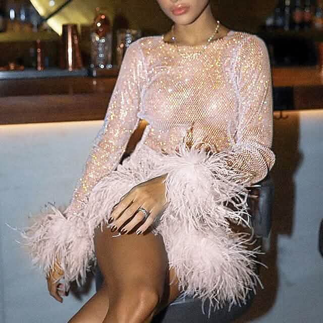 Women‘s Party Feather Dress DailySale