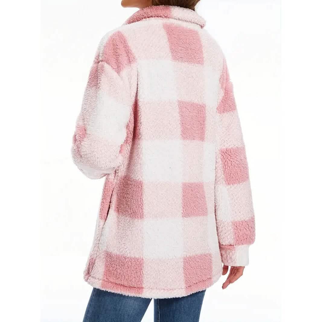 Women's Plaid Button-Front Teddy Coat DailySale
