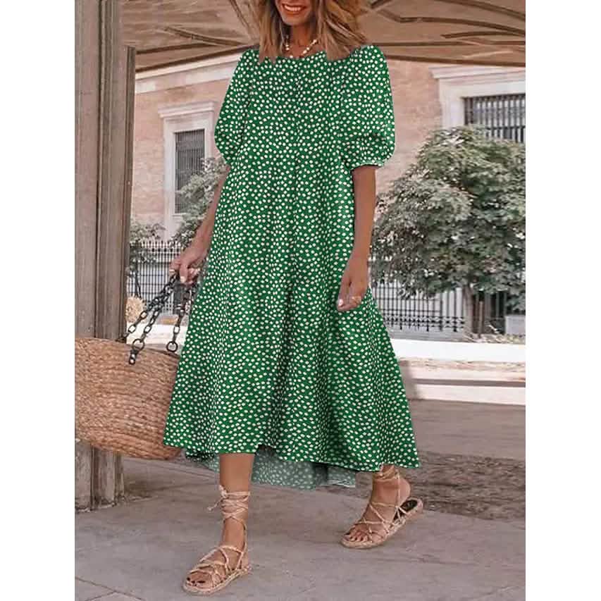 Women's Ruffled Patchwork Print Midi Dress DailySale