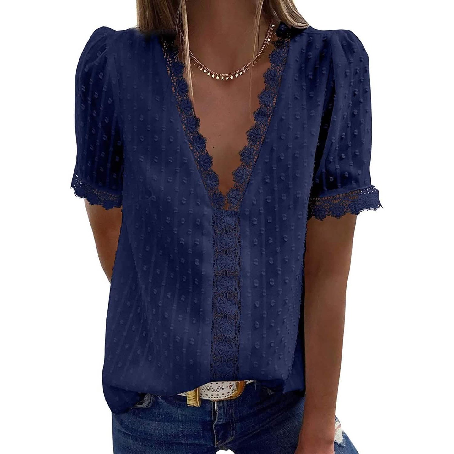 Women's Sexy Lace V-Neck Top DailySale