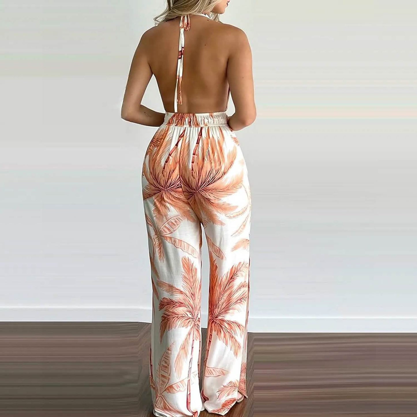 Women's Summer New Digital Printing Colorful Slit Jumpsuit DailySale