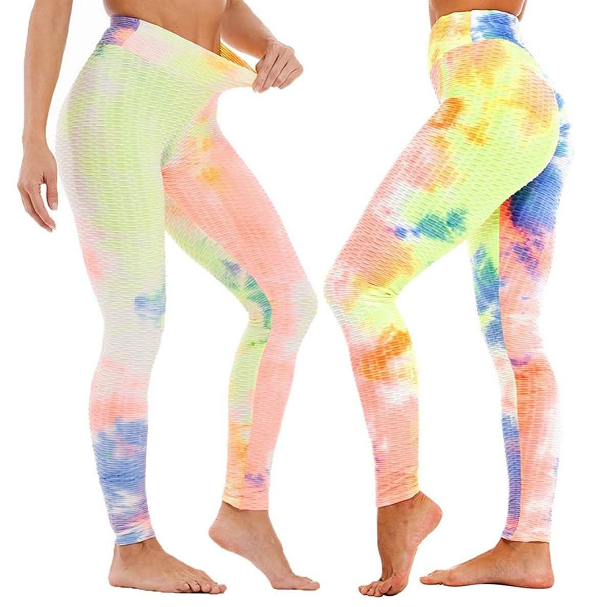 Women's Tie Dye High Waist Tummy Control Butt Lift Yoga Pants Workout Leggings DailySale