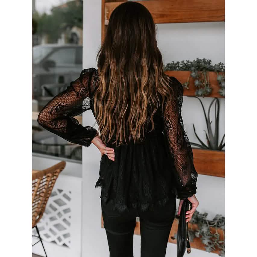 Women's Tunic Blouse Eyelet Top V Neck Tops DailySale