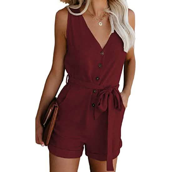 Women's V Neck Jumpsuits Casual Sleeveless Romper DailySale
