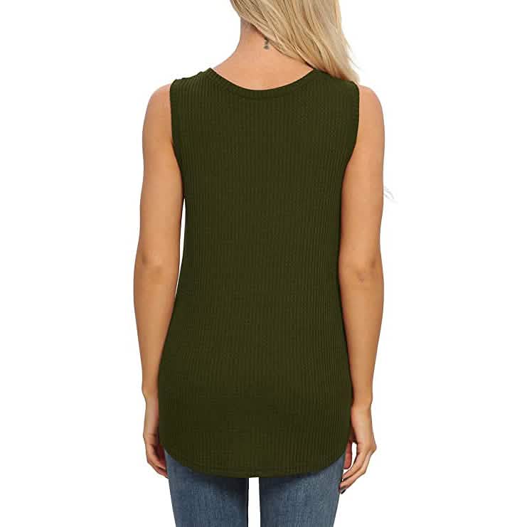 Women's Waffle Knit V Neck Tank Top DailySale