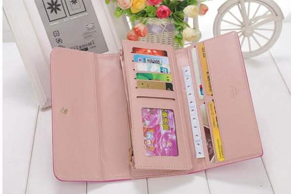 Womens Wallets Purses Plaid PU Leather Long Wallet Hasp Phone Bag DailySale