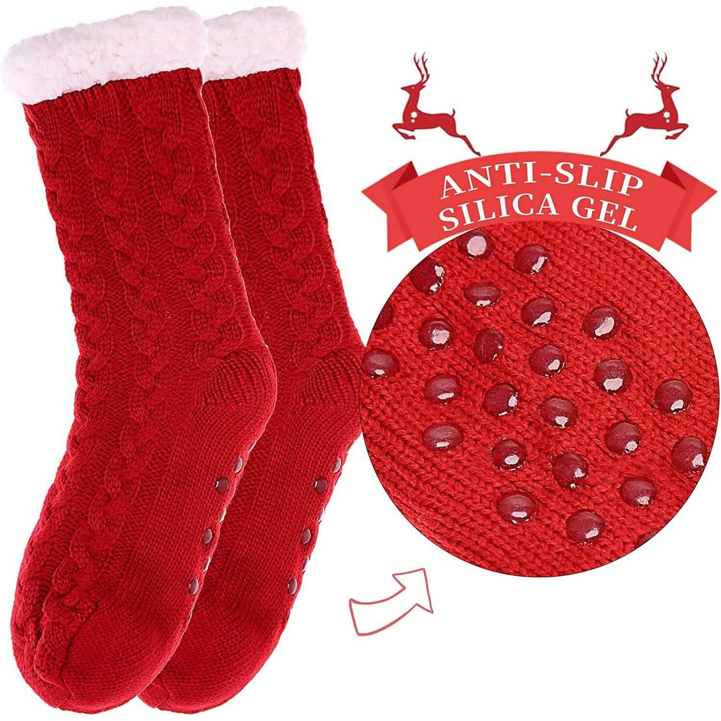 Women's Winter Super Soft Warm Cozy Fuzzy Fleece-Lined with Grippers Slipper Socks DailySale