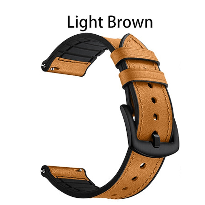 Leather and Silicone Hybrid Sweatproof Strap for Samsung Galaxy watch - Wristwatchstraps.co