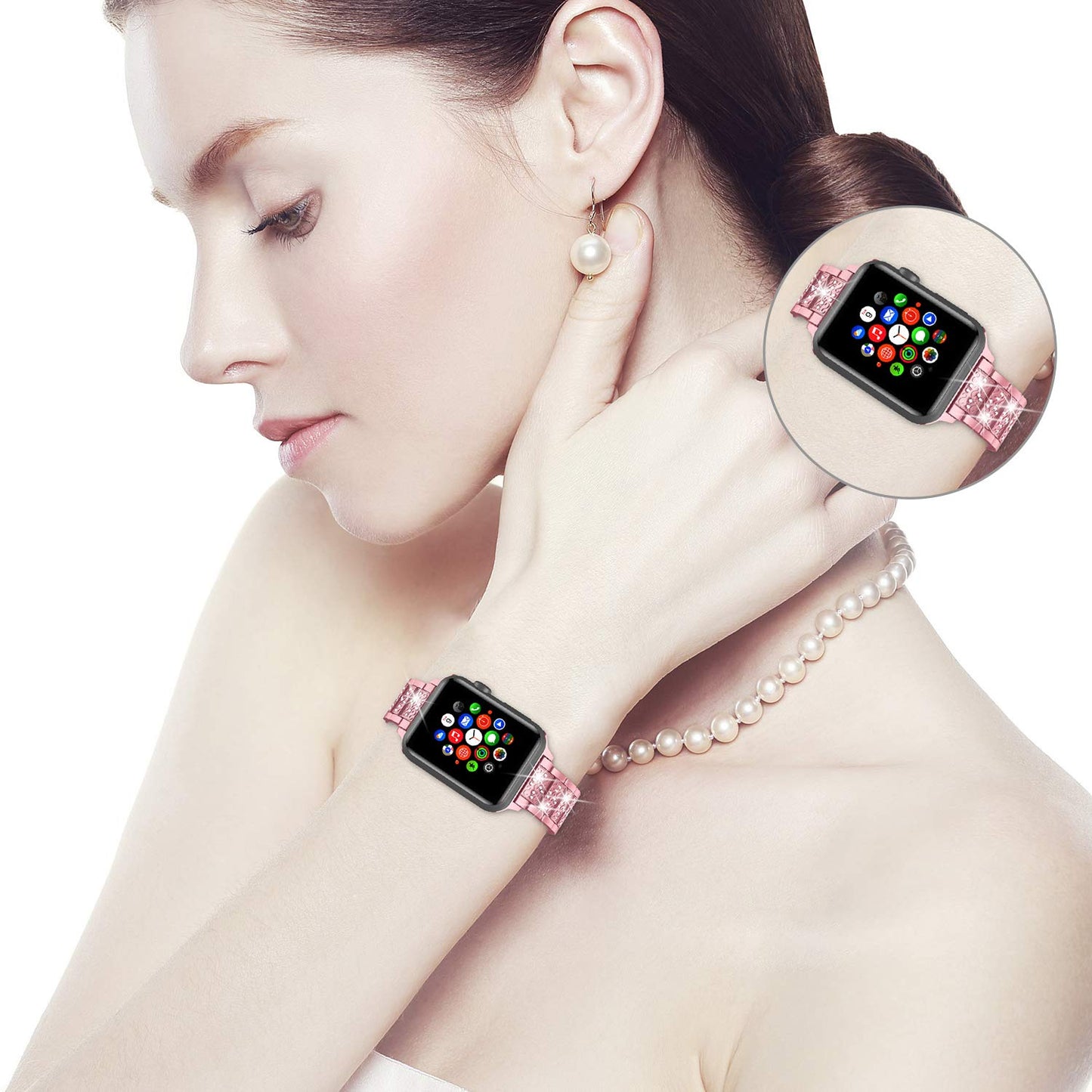 Luxury Diamond Rhinestone Crystal Stone Band + Case Combo for Apple Watch - Wristwatchstraps.co