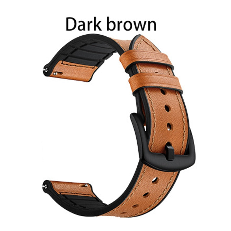 Leather and Silicone Hybrid Sweatproof Strap for Samsung Galaxy watch - Wristwatchstraps.co