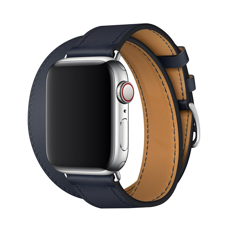 Double Tour Genuine leather Strap for Hermes, Series 1,2,3,4,5, Nike Apple Watch - Wristwatchstraps.co