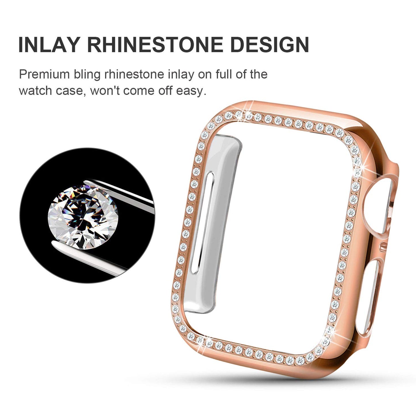 Diamond Case + Luxury Stainless Steel Strap For Apple Watch - Wristwatchstraps.co