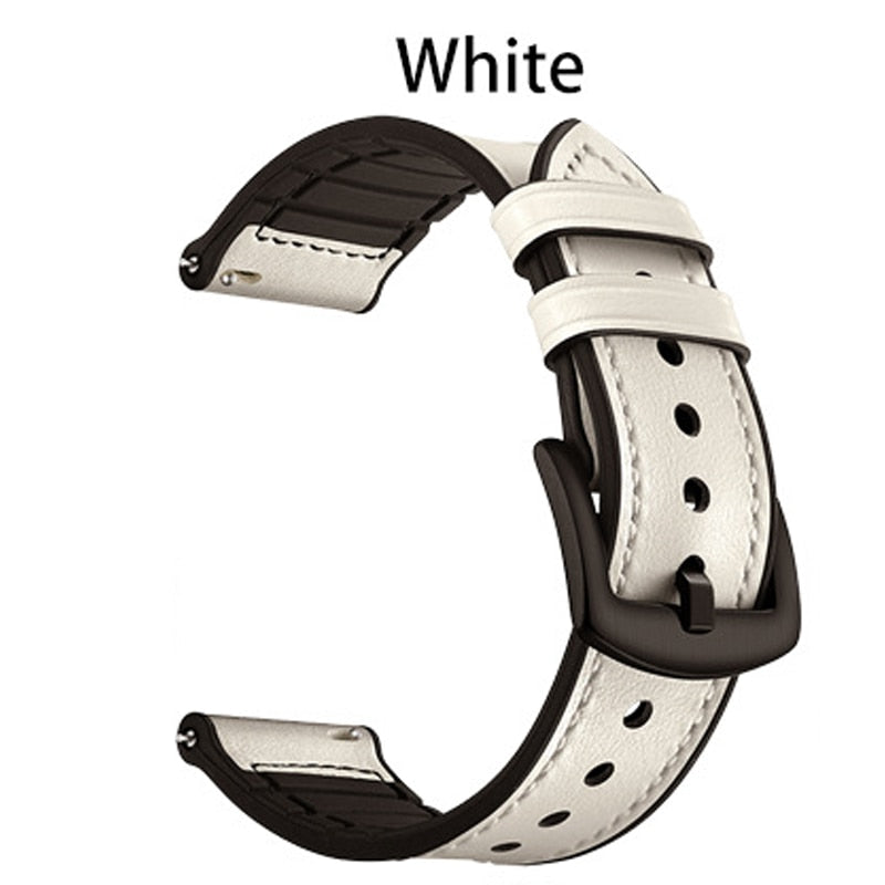 Leather and Silicone Hybrid Sweatproof Strap for Samsung Galaxy watch - Wristwatchstraps.co