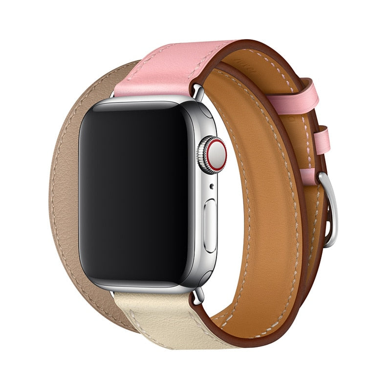 Double Tour Genuine leather Strap for Hermes, Series 1,2,3,4,5, Nike Apple Watch - Wristwatchstraps.co