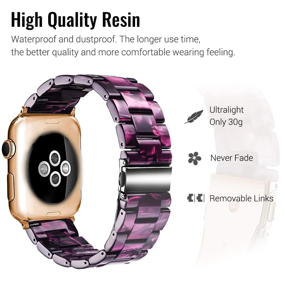 Resin Watch Strap with Stainless Steel Buckle for Apple Watch - Wristwatchstraps.co