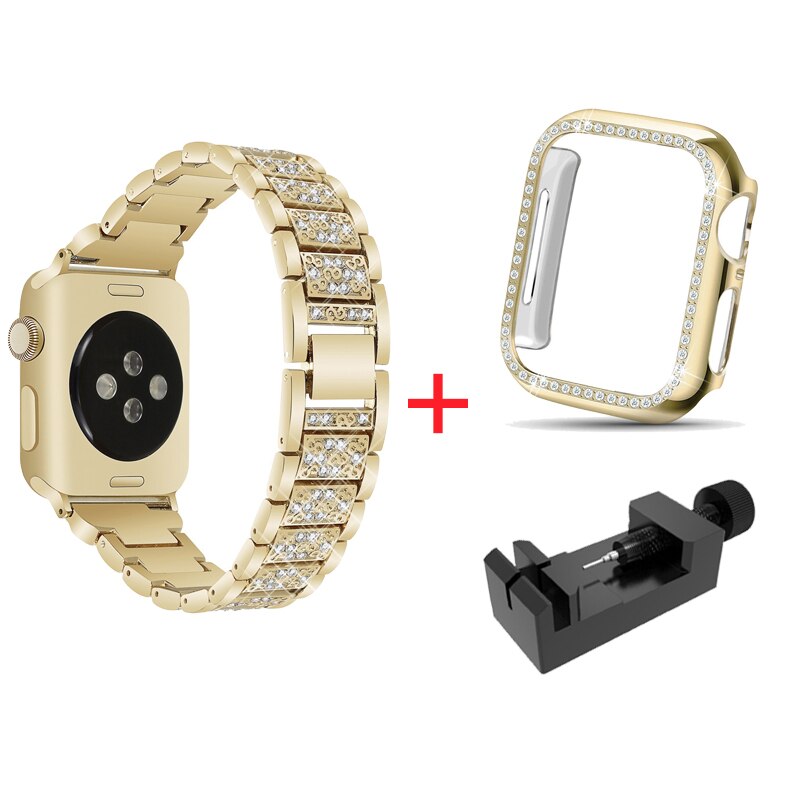 Luxury Diamond Rhinestone Crystal Stone Band + Case Combo for Apple Watch - Wristwatchstraps.co