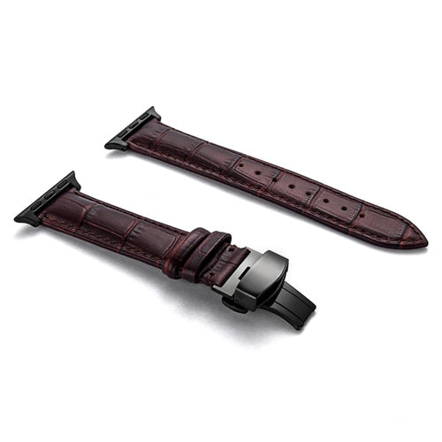 Leather watchband bracelet for Apple watch series 5 4 3 2 - Wristwatchstraps.co