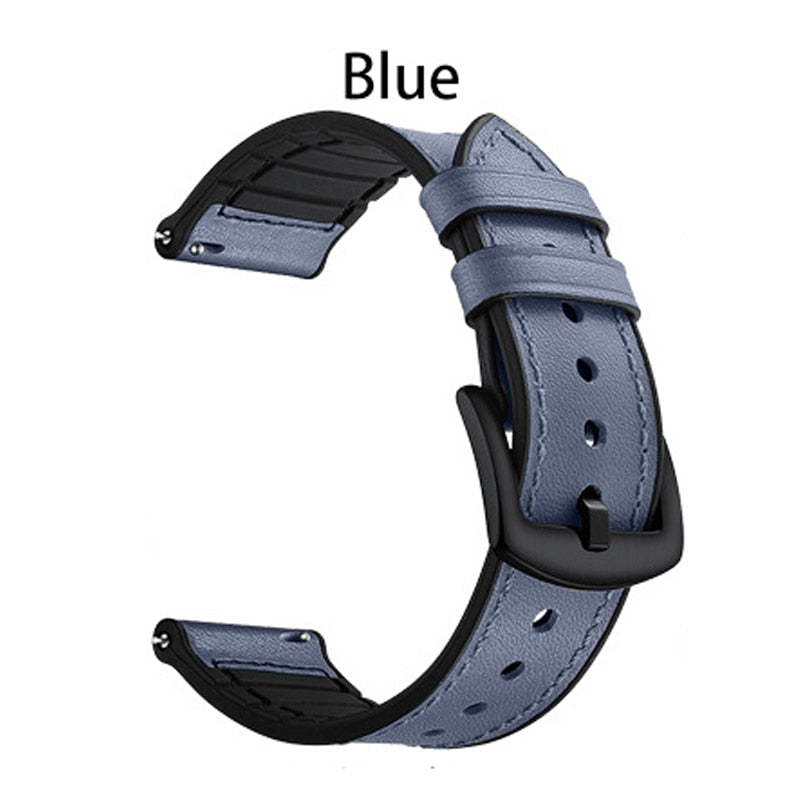 Leather and Silicone Hybrid Sweatproof Strap for Samsung Galaxy watch - Wristwatchstraps.co