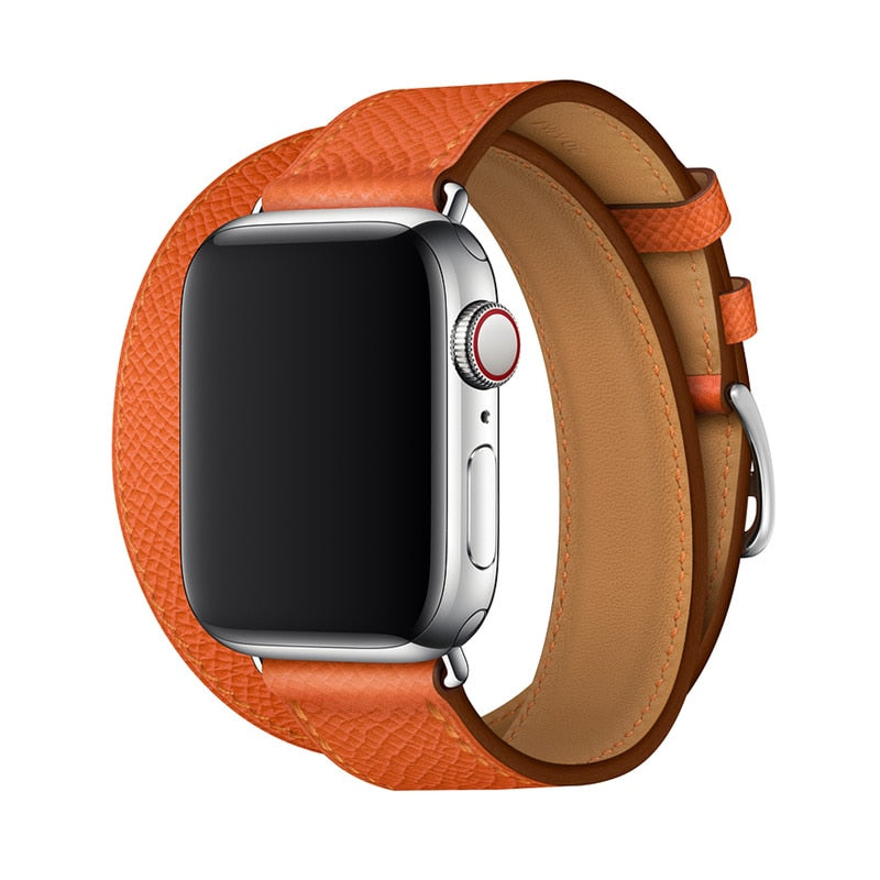 Double Tour Genuine leather Strap for Hermes, Series 1,2,3,4,5, Nike Apple Watch - Wristwatchstraps.co