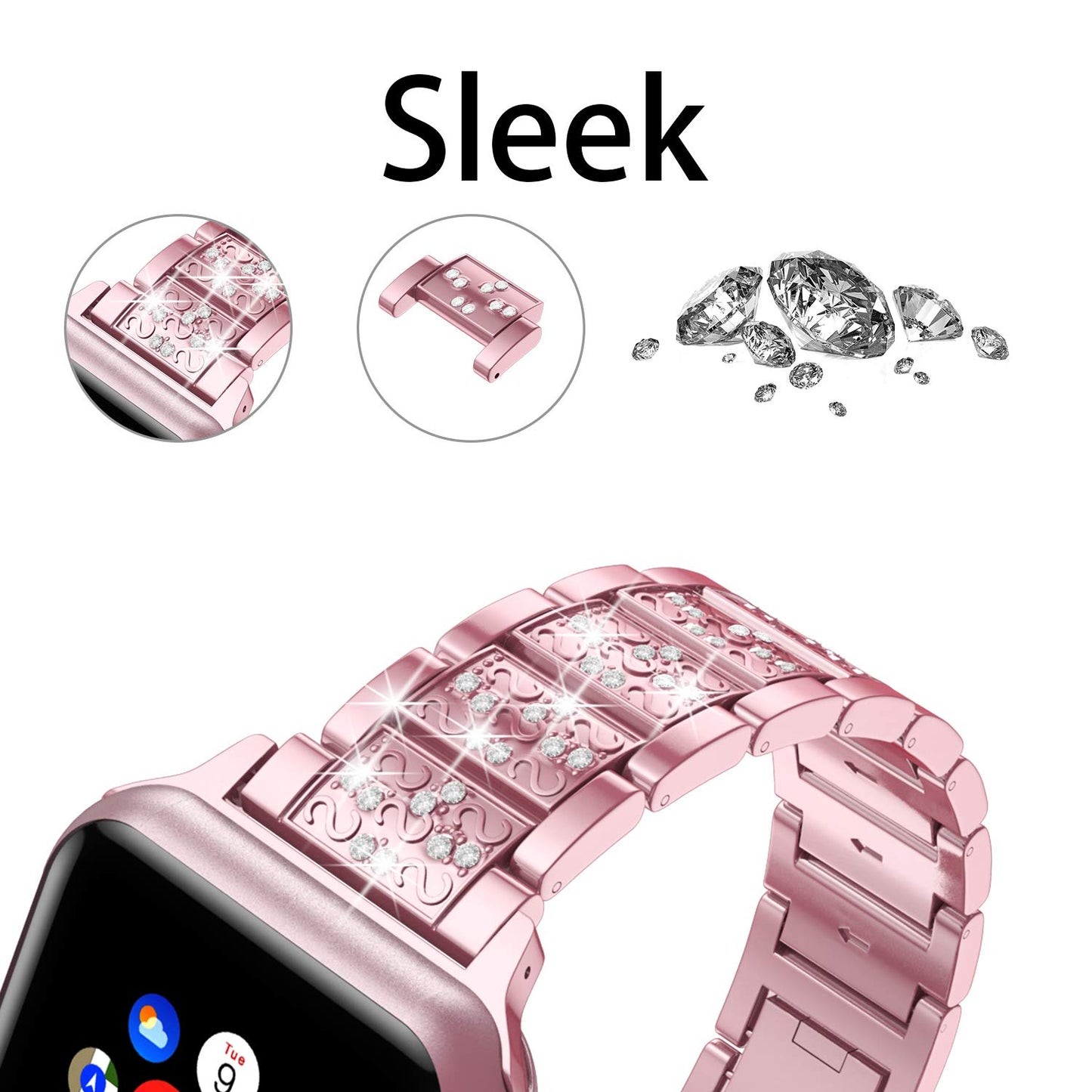 Luxury Diamond Rhinestone Crystal Stone Band + Case Combo for Apple Watch - Wristwatchstraps.co