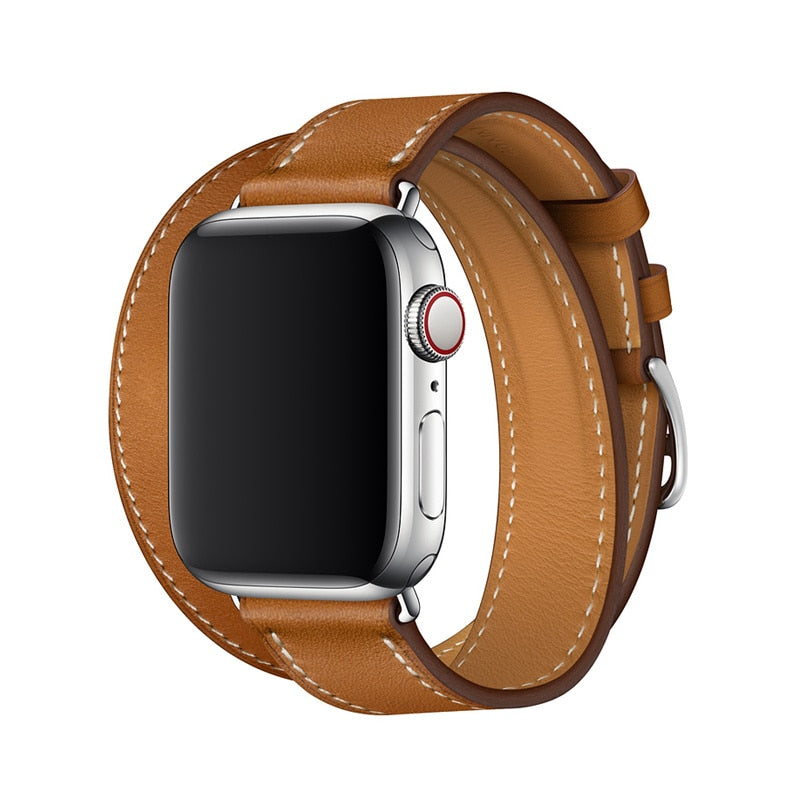 Double Tour Genuine leather Strap for Hermes, Series 1,2,3,4,5, Nike Apple Watch - Wristwatchstraps.co