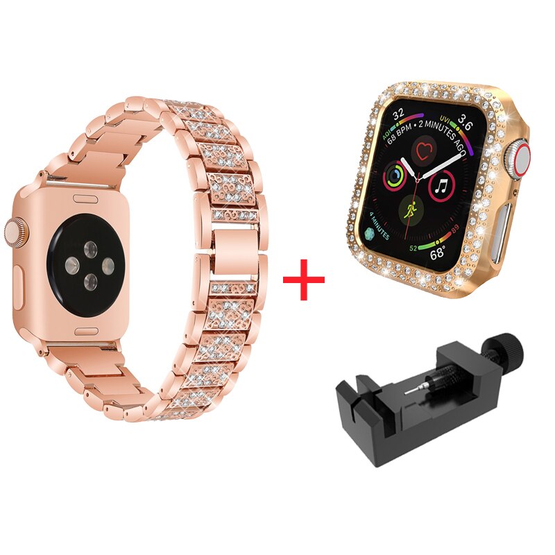 Luxury Diamond Rhinestone Crystal Stone Band + Case Combo for Apple Watch - Wristwatchstraps.co